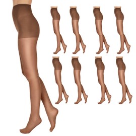 L'eggs womens Everyday Regular Pq0j95 8 Pairs Pantyhose, Suntan, Queen US