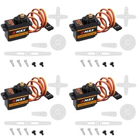 HAWK'S WORK Micro Servo 9g, Metal Geared Motor Kit for Robot Arm RC Plane Helicopter Car Boat, STEM & Raspberry Pi Project (Emax ES08MA II) (4 Pcs)
