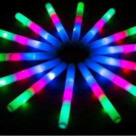 SHQDD Glow Sticks, 240 Pack LED Foam Sticks with 3 Modes Colorful Flashing, Glow in the Dark Party Supplies for Wedding, Raves, Concert, Party, Camping