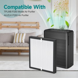 2 Pack P280 P260 HEPA Replacement Filter Compatible with TPLMB P280 Air Purifier, AIUZLK P260 Air Purifier, 3-Stage Filtration, H13 True HEPA Filter