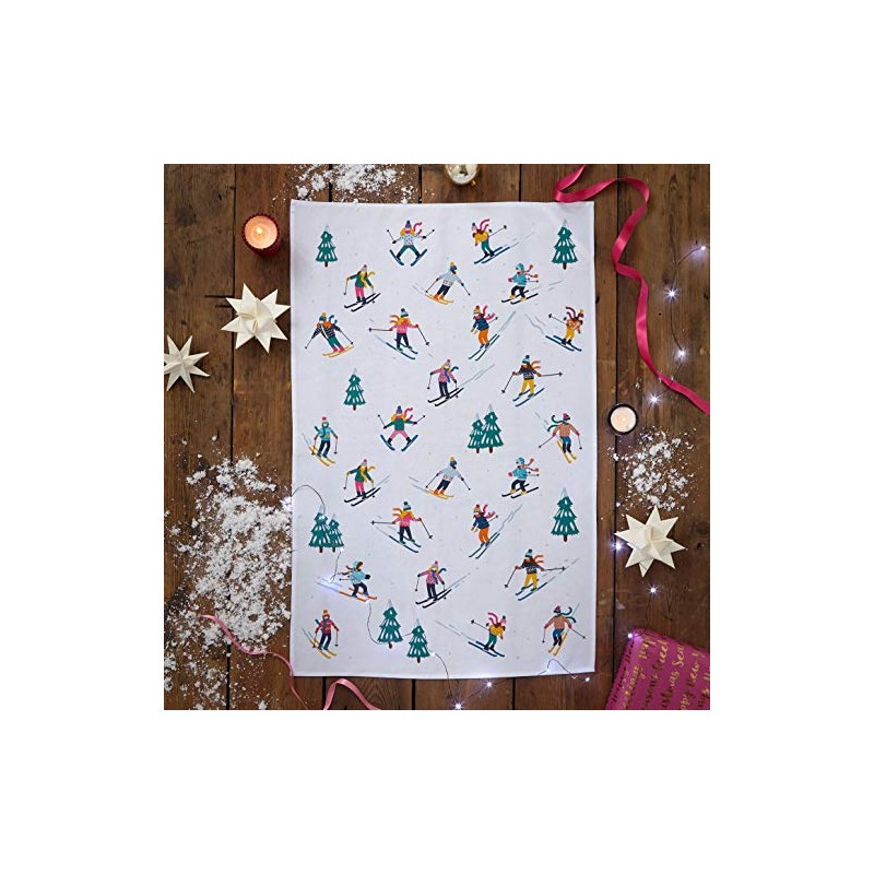 Ulster Weavers Xmas Christmas Ski Slopes Cotton Tea Towel