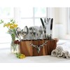 Vagabond House Caddy Rectangle Acacia Wood Flatware/Serve ware/Utensil/Carry-All Holder with
