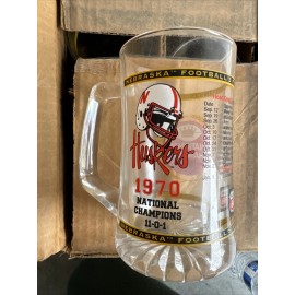 Phillips 66 Nebraska Cornhuskers Glass Stein Beer Mug 1970 National Champions Set Of 4