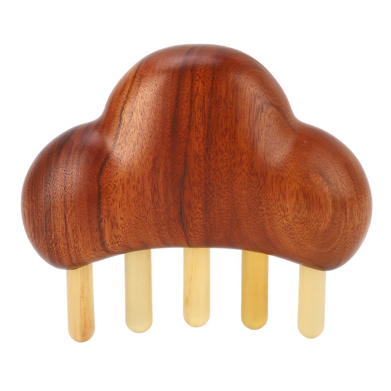 Sandalwood Massaging Comb Lotus Ox Horn Shape Reduce Pressure Wide