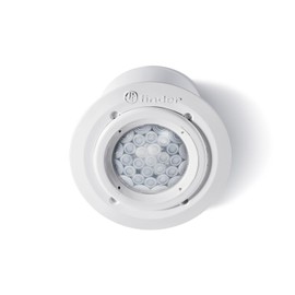 Finder Rilevatore di Movimento per Interno Tipo 18.31. Montaggio a controsoffitto/cartongesso. Dotato di 1 NO 10. Programmazione standard. Con contatto di uscita a potenziale di rete