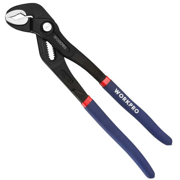WORKPRO 12-Inch Groove Joint Pliers, Fast Adjust Tongue and Groove Pliers, V-Jaw Water Pump Pliers with Comfort Grips