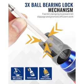 WORKPRO 12-in-1 Ratcheting Multi-Bit Screwdriver Set, Quick-load Mechanism Screwdriver with Double End Bits in Handle