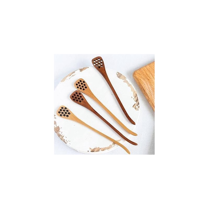 Brown Wooden Honey Dippers, Handmade Spoon Stirrer, Long Handle Honey
