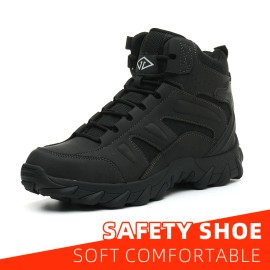 Men's Steel Toe Work Safety Shoes, Microfiber Upper Rubber Sole, Lightweight Breathable Wear-resistant for MenColor: Brown, US Size: 12