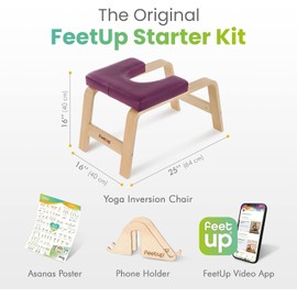 FeetUp - The Original Yoga Headstand Bench, Vegan Handstand Trainer Bench and Stand, Strength Training Inversion Equipment for Relaxation & Strength, Includes App & Starter Kit, Classic Violet