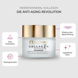 Pure Mineral - Advanced Wrinkle Control Cream with Collagen - Dead Sea Minerals, Reduces Wrinkles and Improves Firmness, Lifting Effect - No Silicones, Sulphates, Parabens - 50 ml
