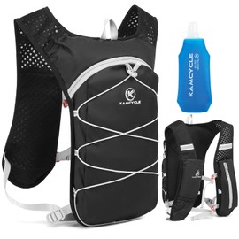 KAMCYCLE® Ultralight Hydration Pack Trail Backpack Hydration Vest (without Hydration Bladder, Only with 1 x 500 ml Bottle), Hydration Pack Bicycle Backpack, Running, Camping, Hiking, Marathoner