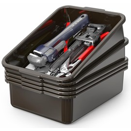 WYT 5-Pack Commercial Bus Tubs Box/Tote Box, Brown Plastic Storage Bin with Handles/Wash Basin Tub (8 Liter)