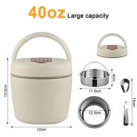 ELUBLU Stainless Steel Lunch Box - 1.3L Leak Proof & Vacuum Insulated Food Container - Eco Friendly Bento Box for Adults, Kids, Office & Outdoor Use - Durable, Easy to Clean & Food Safe