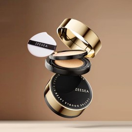 zeesea 2 in 1 Cushion Foundation,Makeup Double Layer Cushion BB Cream &Setting Powder for Oil Control,Tinted Moisturizer,Long-lasting, lvory, 0.32 + 0.18oz (9g + 5g)