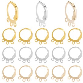 SUNNYCLUE 1 Box 90Pcs Earring Hooks Leverback Earring Findings Brass Lever Back Earring Hooks Bulk Multihole Huggie Hoop Earwires 3 Hanging Loops Earring Clasps Earrings Hooks for Jewelry Making Kits
