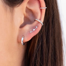 Silver Huggie Hoop Earrings for Women Mini Hoop Hypoallergenic Tiny Small Silver Hoop Huggie Earrings