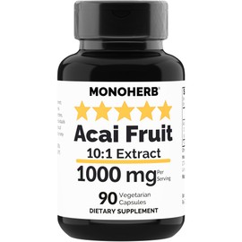 MONOHERB Acai Fruit Extract 1000 mg - 90 Vegetarian Capsules