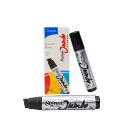 AZOR - Marcadores Permanentes, Plumones Indelebles, Color Negro, 4 Piezas, Signal Jumbo, Punta Extragrande 16mm, Secado Rapido y Resistente Al Agua, 301.43000NE