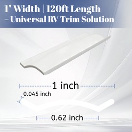 1" RV Vinyl Trim Molding Insert, 120FT RV Weather Stripping Exterior Screw Cover Trim Molding Exterior, Camper Weather Stripping Camper Trailer Roof Corner Gutter Seal White