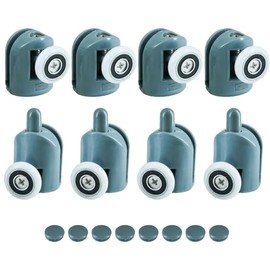 ciciment 8pcs Shower Door Rollers,Single Wheels, 4 Top & 4 Bottom Shower Door Runners for Sliding Shower Doors, Replacement Parts for Shower Enclosures & Cabins Bathroom DIY (20mm)