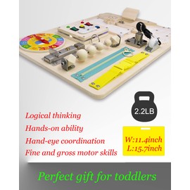 Blevla Busy Board for Toddlers 1-3 Wooden Sensory Board Baby Activity Board Montessori Busy Board Light Switch Toy Kid's Gift Educational Toys