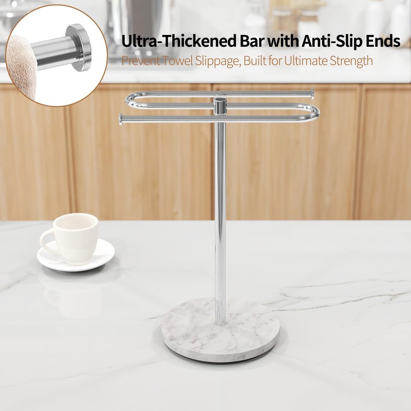 STWWO Countertop Towel Stand Free Standing with Marble Base, S-Shape