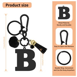 Jielahua Initial Letter A-Z Keychains for Women Keyring for Hangbag Backpack Initial Letter Keychains with Tassel With Fur Ball Pom(B)
