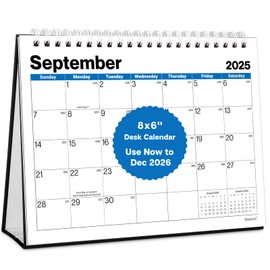 Dunwell 8x6" Small Standing Desk Calendar 2025-2026 (Blue), Compact Size for Workspace, Home, Table Top, Office Desktop Monthly Calendar, Use Now to Dec 2026, for Early Planning & Organization