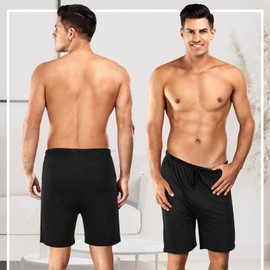 Bunnycool 3 Pack Men's Pajama Short Sleep Lounge Shorts Soft Pants Sleep Pj Bottoms Elastic Waist with Pockets for Men (Black, Gray, Army Green,M)