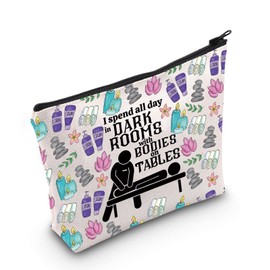 Massage Therapist Gift Chiropractor Cosmetic Bag Masseuse Spa Coworker Gift (I Spend All Day in Dark CA Bag)