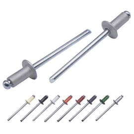 Pack of 100 Painted Blind Rivets 4.0 x 10 mm, Dome Head, DIN 7337, Aluminium Rivets and Steel Mandrel, Pop Rivets (100, White Aluminium RAL 9006)