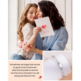 VU100 Beaded Bracelets for Women Gifts for Women Mum Girl Sister Healing Crystal Bracelets for Women Inspirational Gift Christmas Valentines Birthday Gifts for Daughter Friend Wife Girlfriend (Pink)