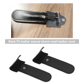 VGOL 2PCS PU Leather Razor Case Portable Shaving Pouch Holder Double Edge Safety Razor Protective Case Cover for Travel Business Trip 14x5.5cm Black