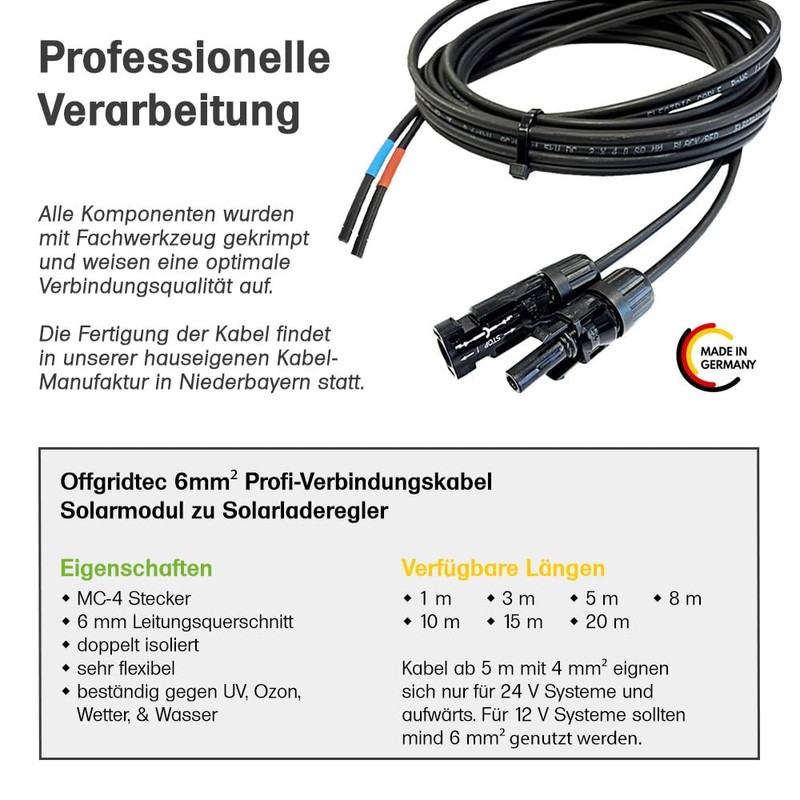 Offgridtec 1 m 6 mm² Professional Connection Cable Solar Panel