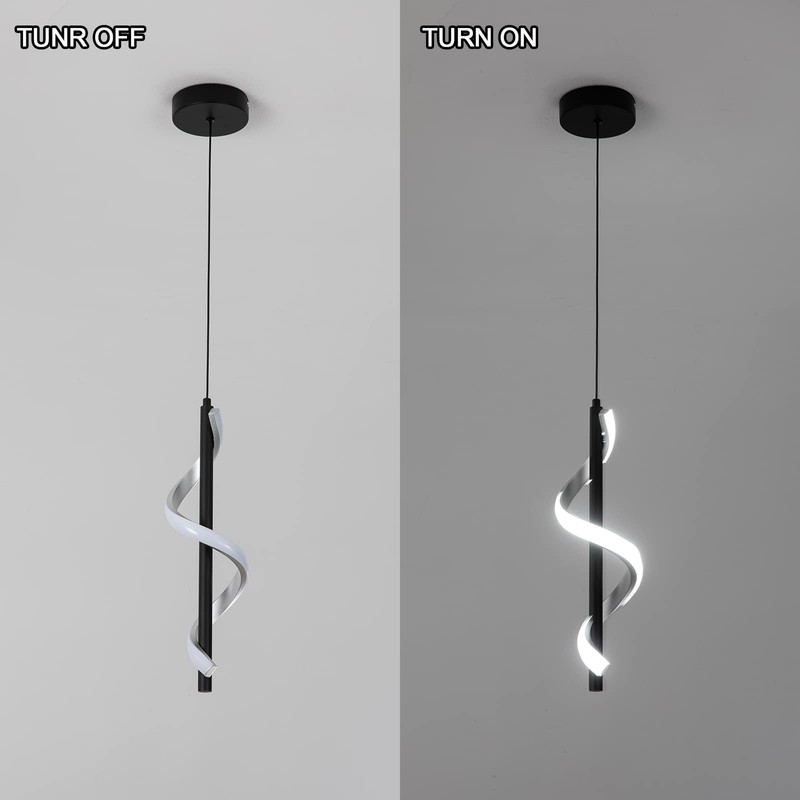 CANEOE Creative Led Pendant Light, 5500K Spiral Modern Modern Led