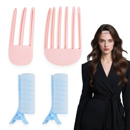 2 PCS Hair Volume Clip for Fluffy Bangs, KUAOOAUK Heatless Wind Shaping Styling Comb with 2 Roller Clips, No Trace Hair Root Lifting Clips Natural Volume Hair Styling Tool for Effortless