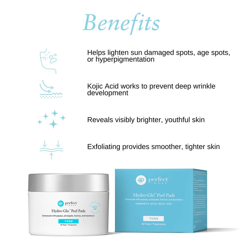 Hydro-Glo Peel Pads - Enhanced with Kojic, Mandelic, Glutathione, Licorice,