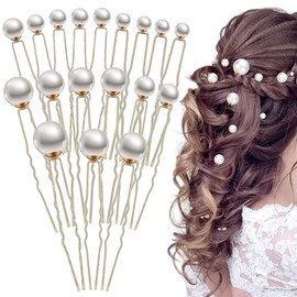 Hair Ornament Pearl Pin Pearl U Pin Diameter 0.3 - 0.8 inch (8 - 20 mm) Hair Accessory Party Hair Accessory Wedding Kimono Coming of Age Ceremony Graduation Ceremony Kimono Kimono Everyday Use 18 Set