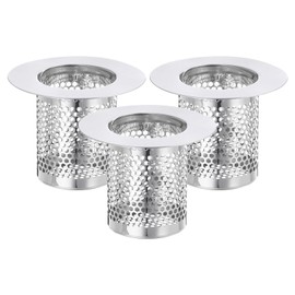 uxcell 3 Pack Shower Drain Strainer, 2" x 2.5" Stainless Steel Floor Drain Strainer Deep Sink Hair Catcher for Kitchen Bathroom Balcony Floor Drain, Fit Hole Size from 1.57" to 2.56"