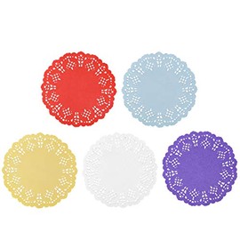 Paper Doilies, Jagrove 100 Pieces 3.5 Inches Lace Doilies Paper Colorful Decorative Round Paper Placemats Bulk for Cakes Desserts Wedding Party Tableware Decoration, 5 Colors
