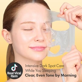 TOSOWOONG Kojic Acid Turmeric Overnight Wrapping Mask, 80% Turmeric Peel Off Facial Mask for Glass Skin, Niacinamide, Retinol & Vitamin C for Dark Spo