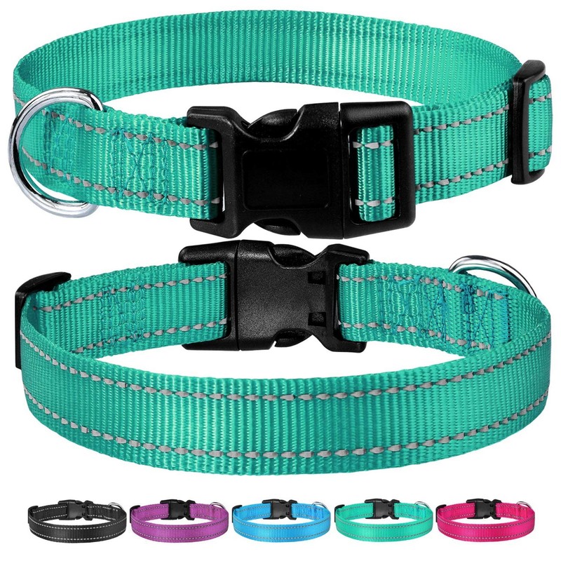 Reflective Dog Collar with Buckle Adjustable Safety Nylon Collars for
