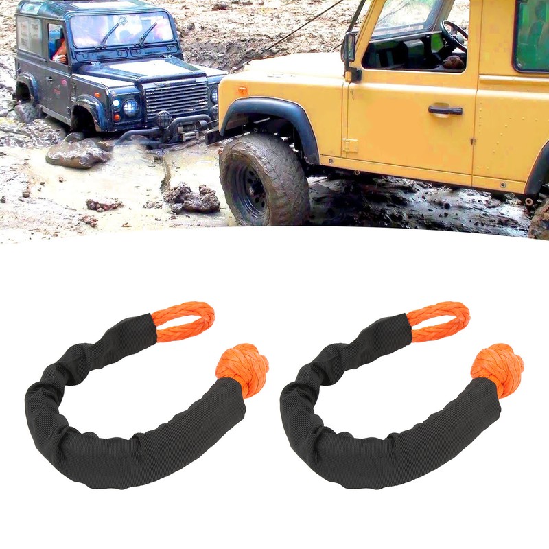 9mm Soft Shackle Recovery Rope 2PCS Orange Portable Lightweight 14
