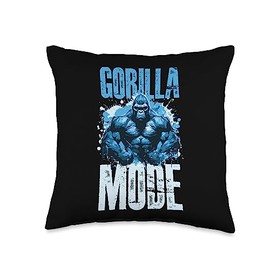 Workout Fighters Gym Inc Gorilla Mode Beast | Muscles Fitness Workout Gym Throw Pillow, 16x16, Multicolor