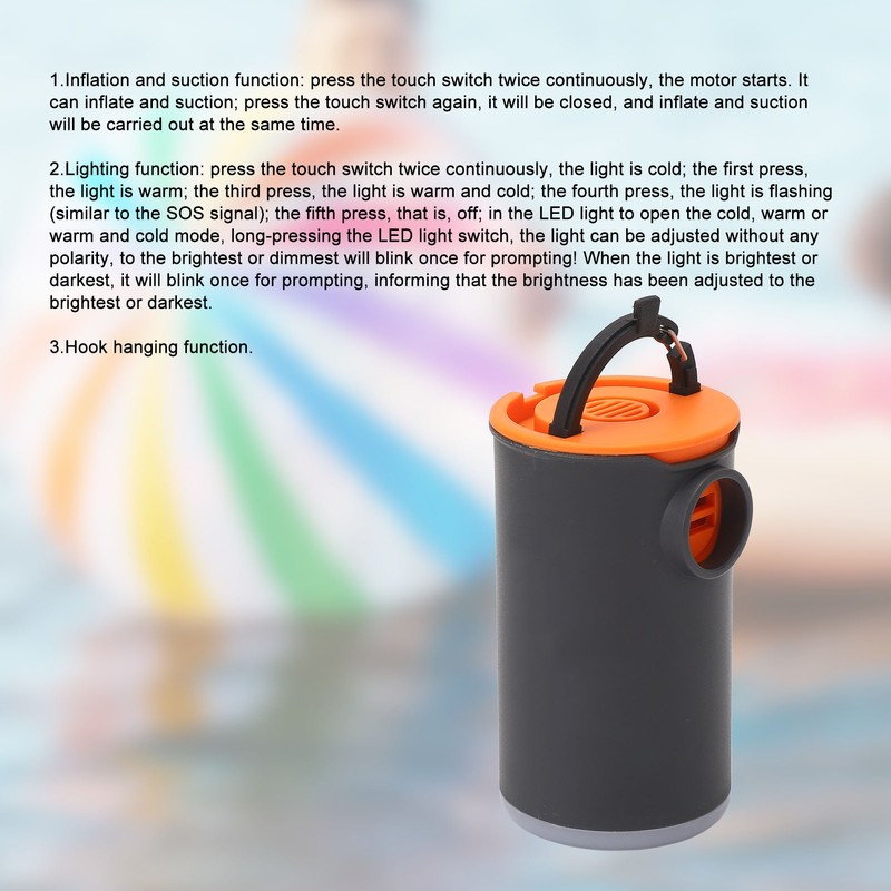 Mini Air Pump Illuminated USB Rechargeable Portable with 5 Air