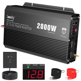 2000 Watt Inverter 12V DC to 110V 120V AC Power Inverter Built-in UL Fuses Compatible with Lithium Battery for Home RV Truck Off-Grid Solar Power with Dual Smart Fans and 2.4A USB Port by LEESKY