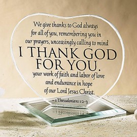 Autom Glass I Thank God for You Standing Heart Keepsake, 3 3/8 Inch