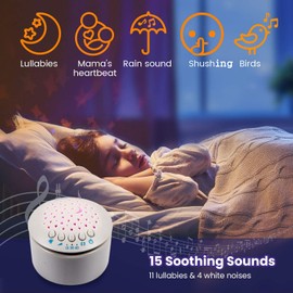 Baby Elephant Soother Toy with Starry Night Light Projector, Shushing Heartbeat Plush Stuffed Animal with Lullaby Music & White Noise for Newborn Sleep Aid, Perfect Infant Shower Gift