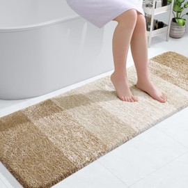 OLANLY OLANLY Bathroom Runner Rugs 59x20, Extra Soft Absorbent Microfiber Bath Rugs, Rubber Backing, Quick Dry, Machine Washable Bath Mats for Bathroom Floor, Tub, Shower and Home Decor Accessories, Tan